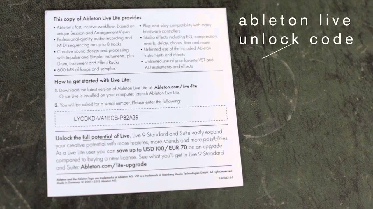 ableton live 10 registration code